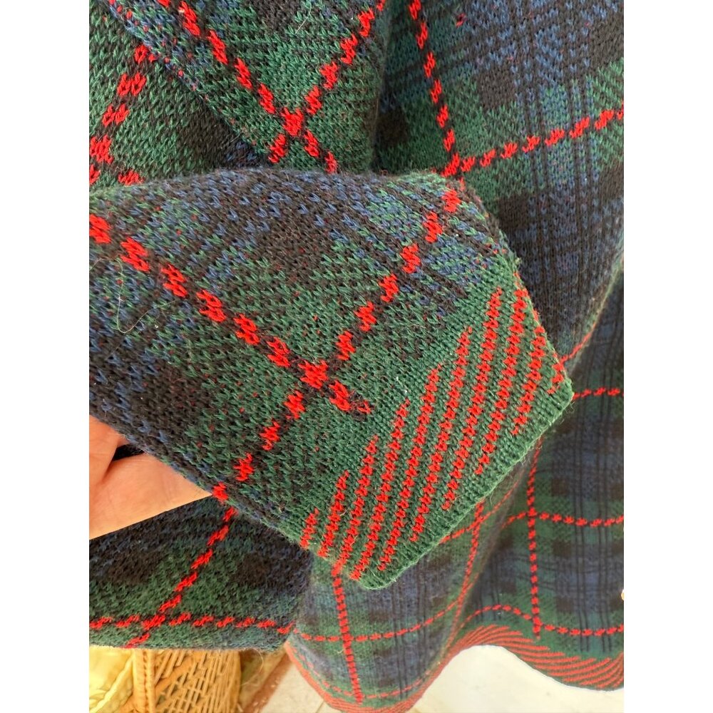 Vintage 80's Pendleton Womens Wool Plaid Cardigan Sweater Red Blue Green XL - Picture 9 of 13